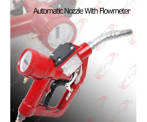 Fuel Gasoline Diesel Petrol Delivery Refill Gun Nozzle Dispenser W/Flow Meter
